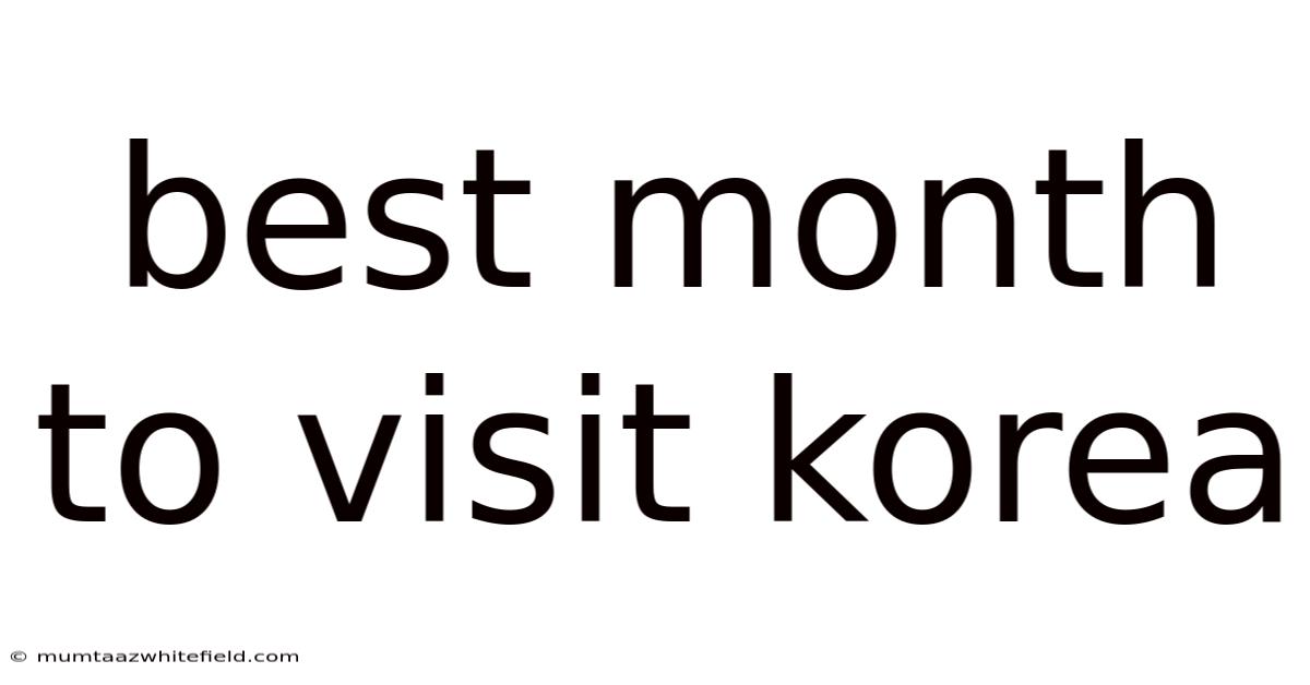 Best Month To Visit Korea