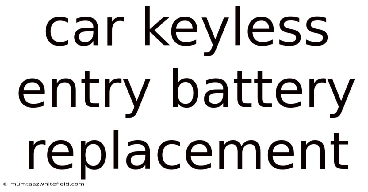 Car Keyless Entry Battery Replacement