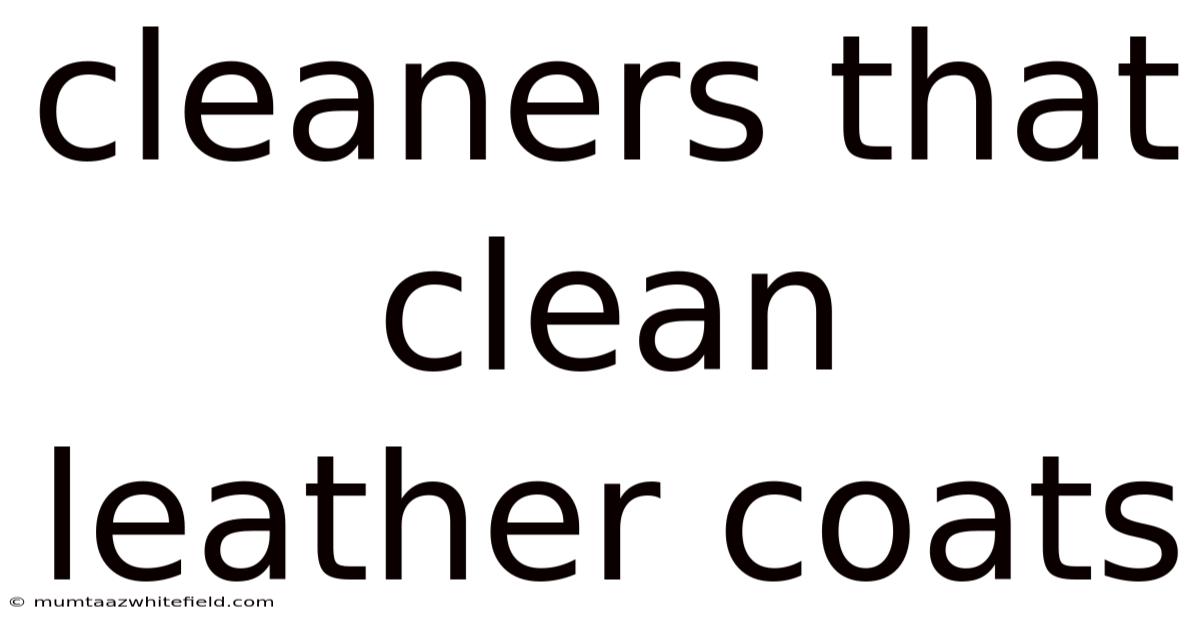 Cleaners That Clean Leather Coats