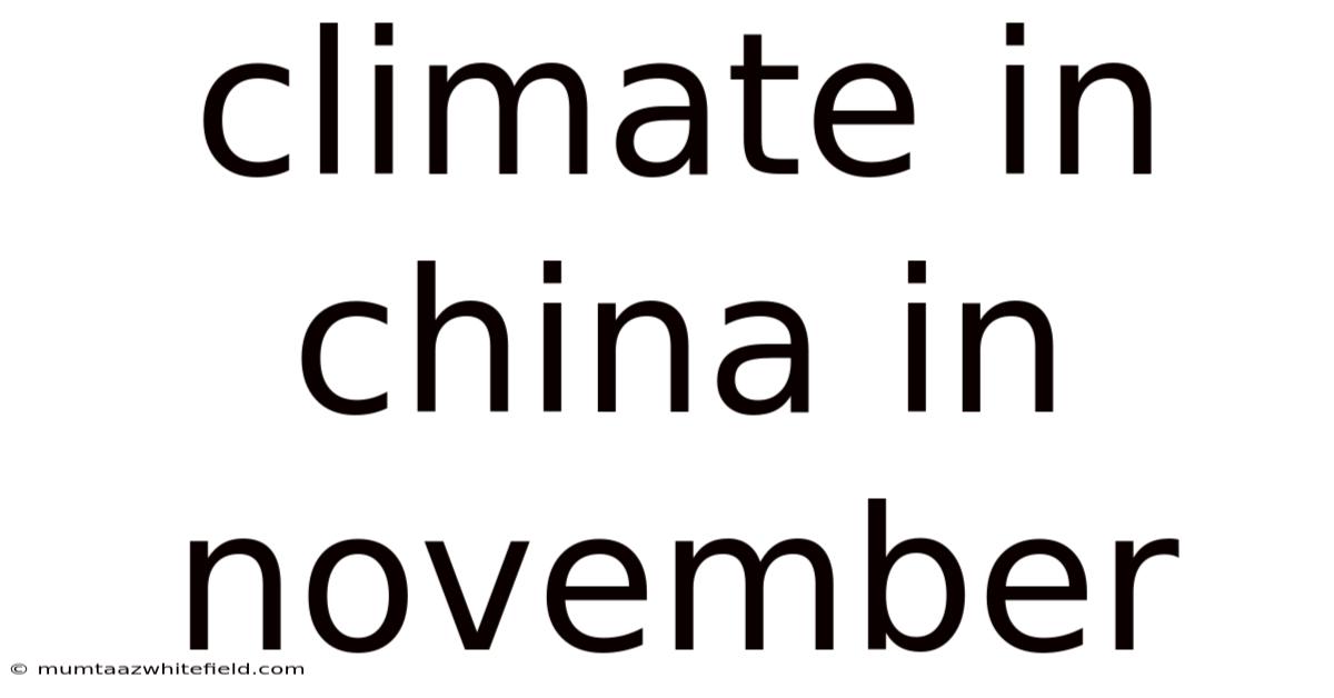 Climate In China In November