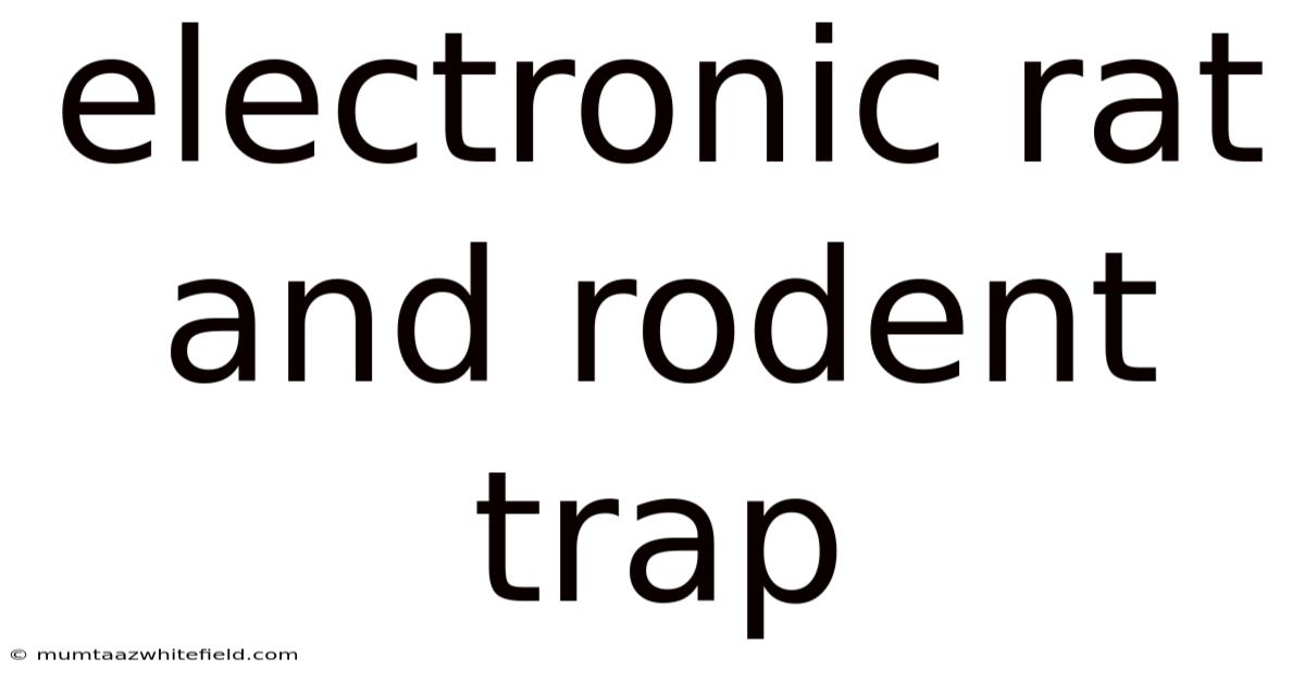 Electronic Rat And Rodent Trap