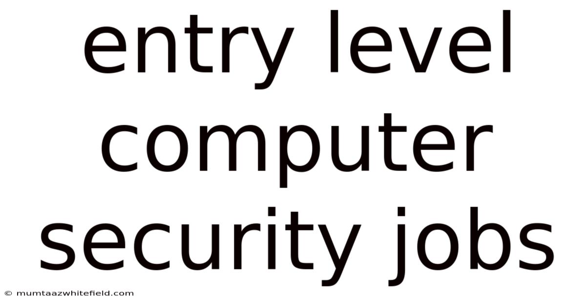 Entry Level Computer Security Jobs
