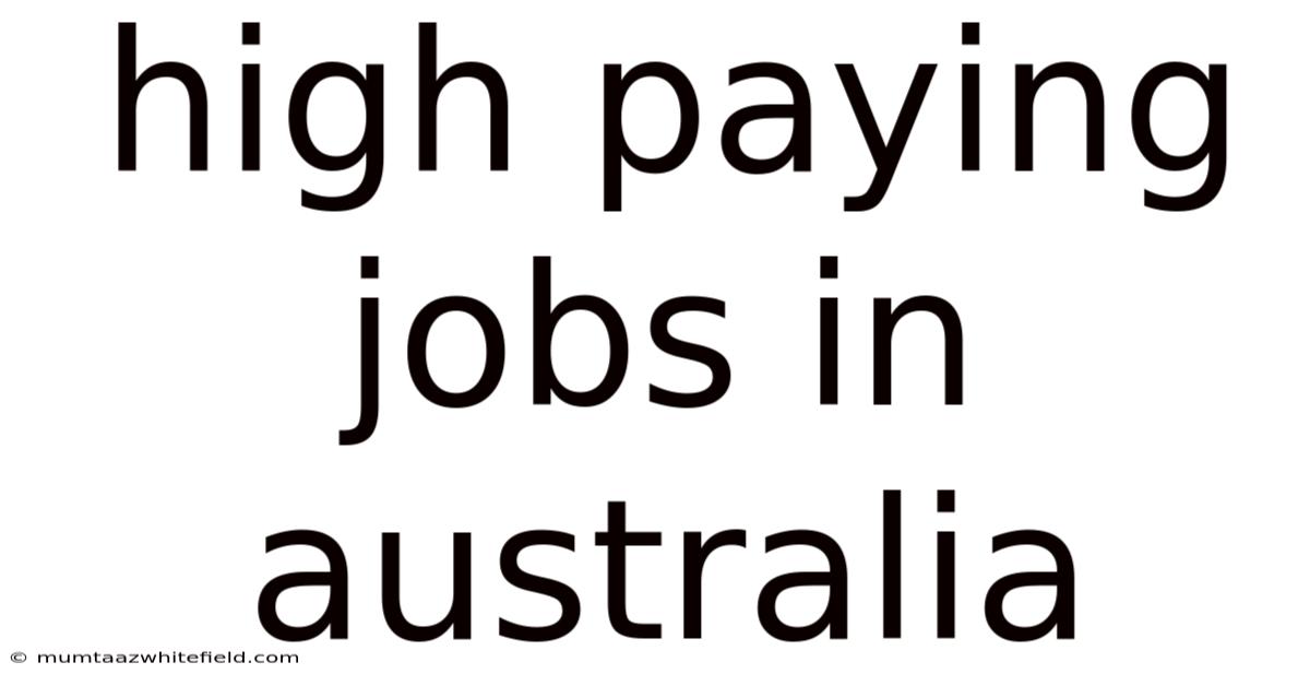 High Paying Jobs In Australia