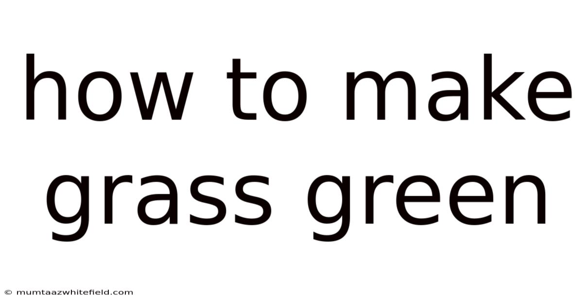 How To Make Grass Green