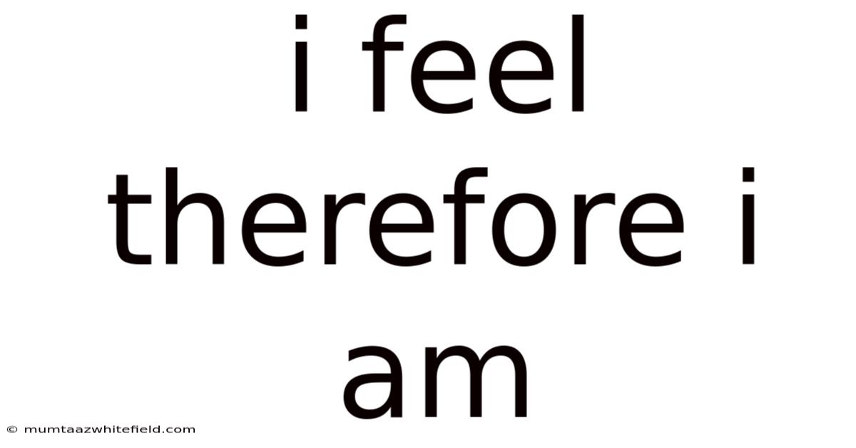 I Feel Therefore I Am
