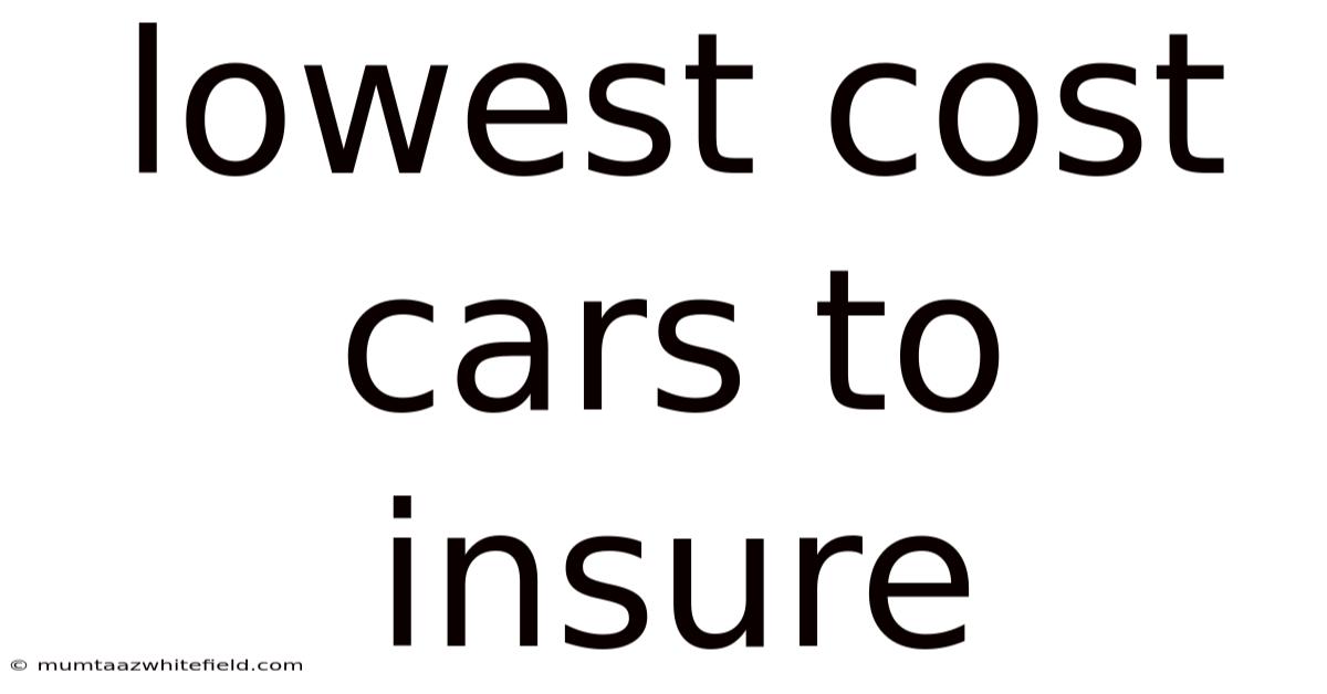 Lowest Cost Cars To Insure