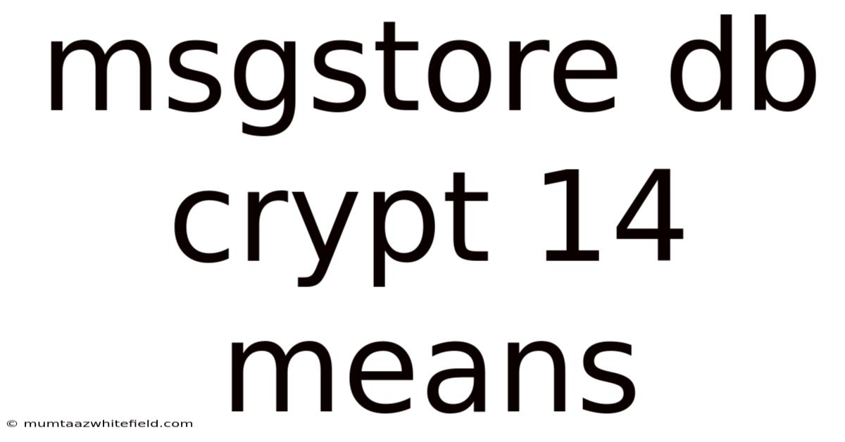 Msgstore Db Crypt 14 Means