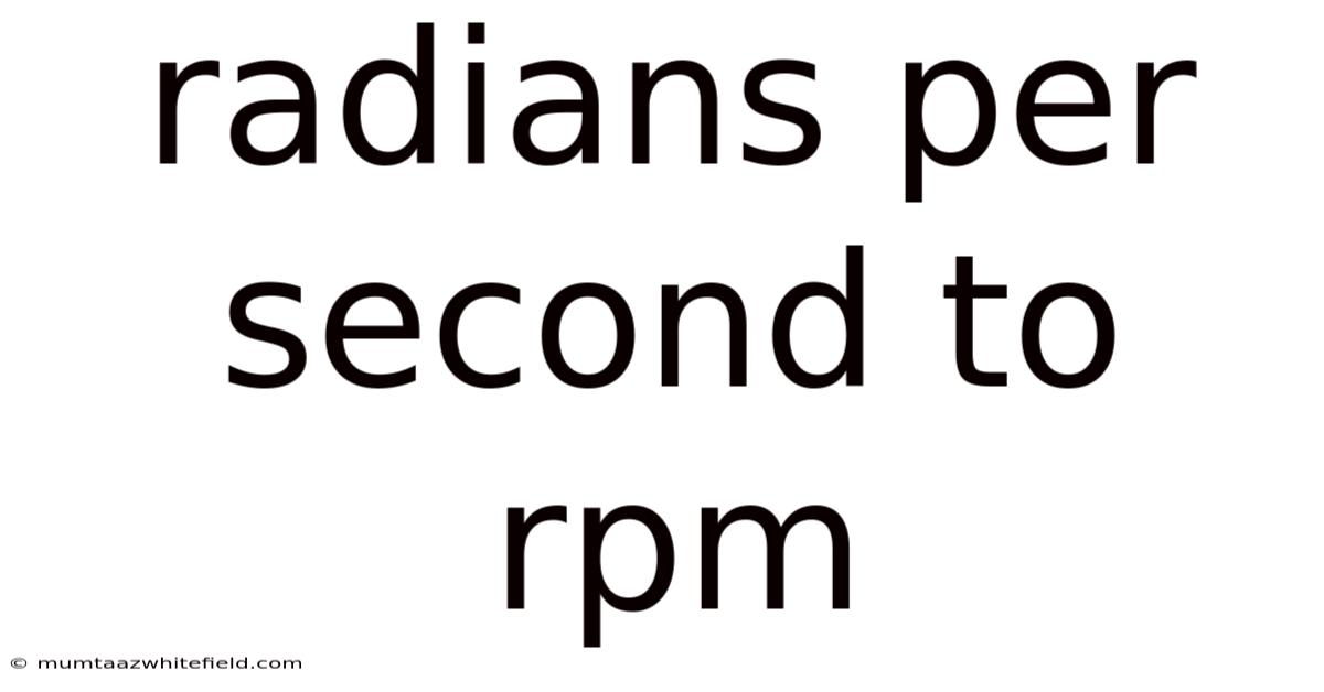 Radians Per Second To Rpm