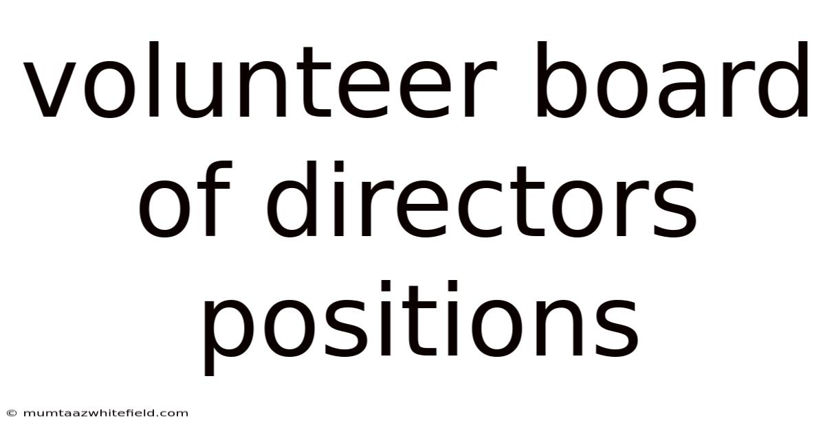 Volunteer Board Of Directors Positions