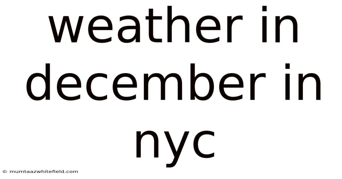 Weather In December In Nyc