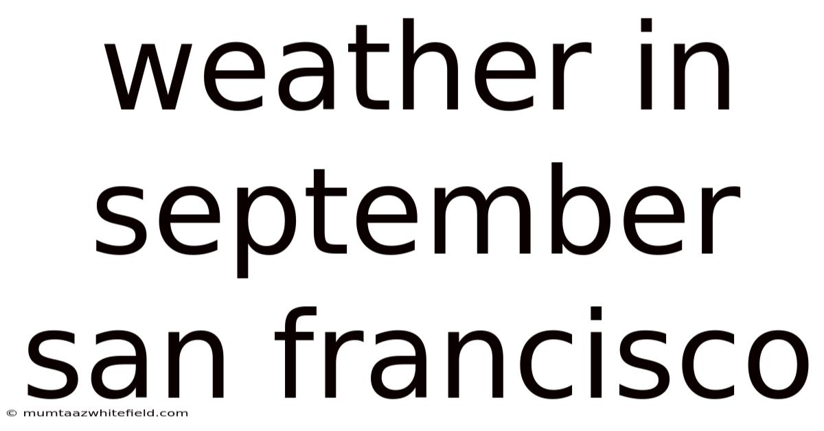 Weather In September San Francisco