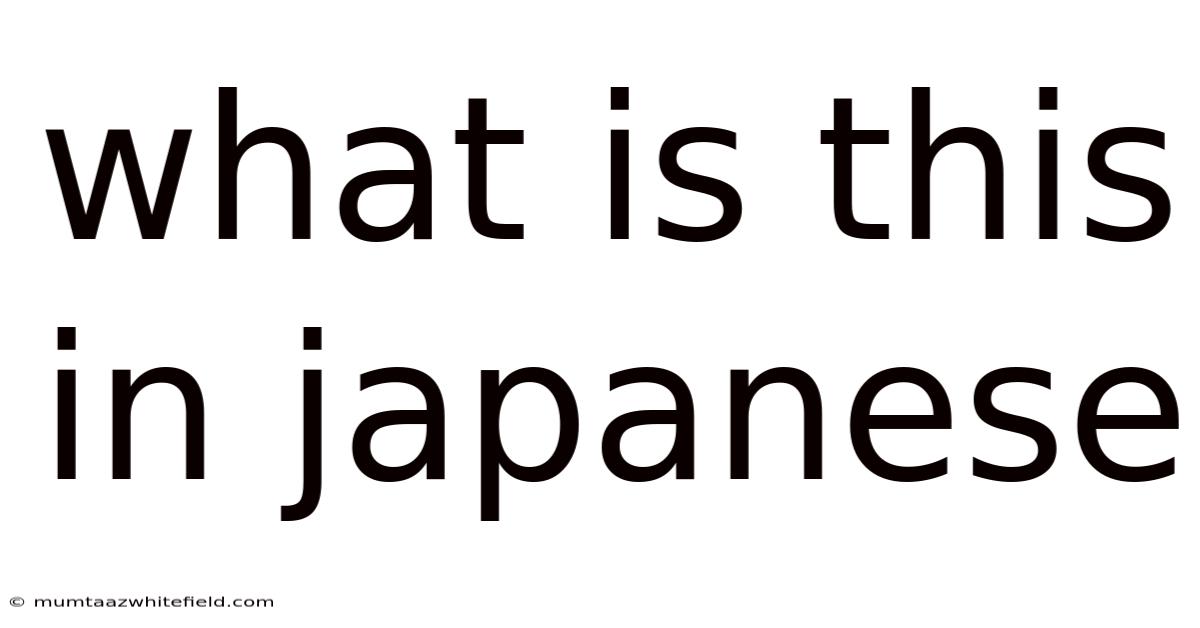 What Is This In Japanese