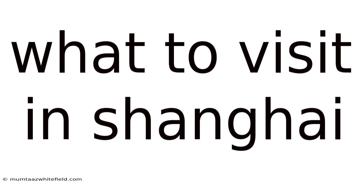 What To Visit In Shanghai