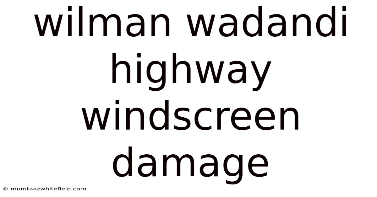 Wilman Wadandi Highway Windscreen Damage
